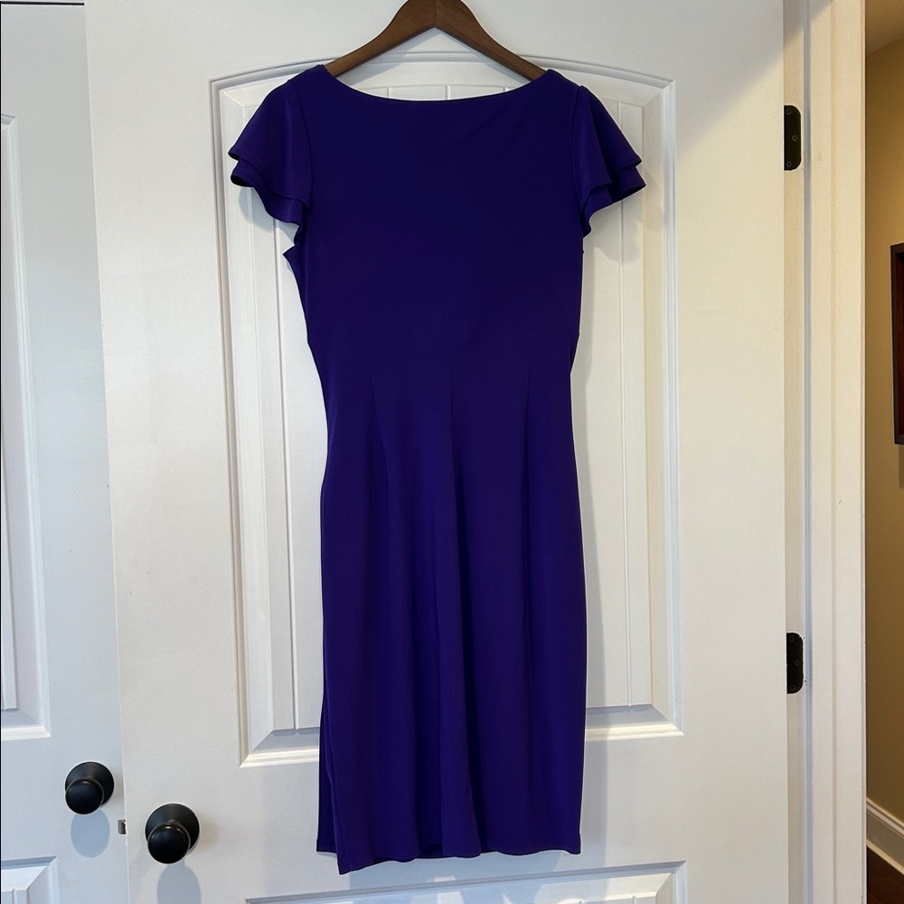 Lauren Ralph Lauren Purple Gathered Side Women's Dress - Picture 3 of 11
